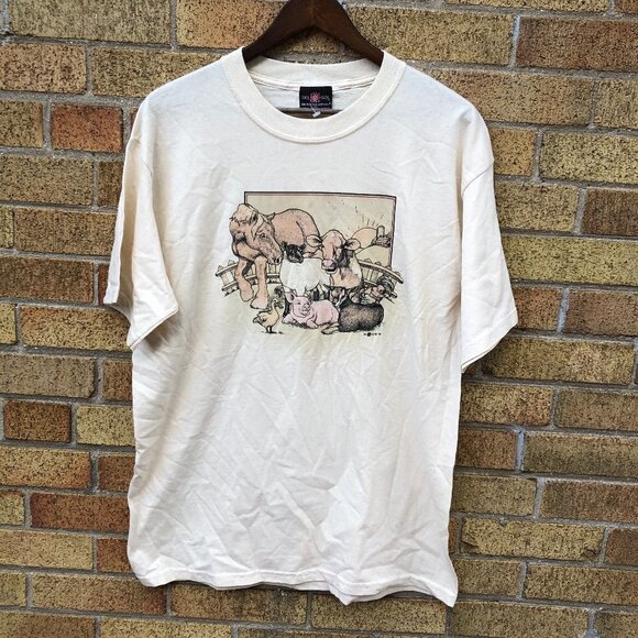 Vintage 1999 Del Sol 'Farm Animals' T Shirt Large - Picture 2 of 7